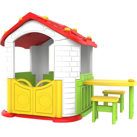 Casetta per Bambini Plastica 187x108x119 cm con Tavolo e Sedie Esterno (1/4)