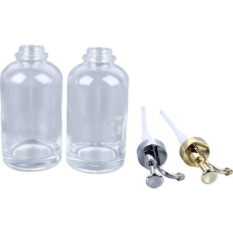x 500 ml Sirupspenderflaschen, Glasspender mit Edelstahlpumpe, Kaffeebar-Zubehör für Küche, Olivenöl, Badezimmer, Mundwasser (1/5)