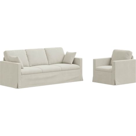 Sofa Set 2 pcs Cream 198 x 78 x 80 cm Velvet vidaXL (1/5)