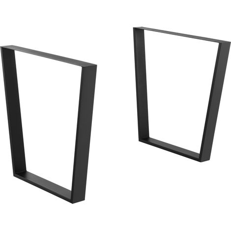 2er-Set Tischgestell 55 - 75 x 72 cm Stahl Schwarz Matt en.casa