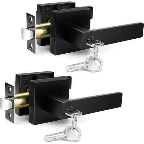 Lot de 1 ou 2 poignées de porte noires mates : poignées de porte intérieures, accessoires d'amélioration domestique, verrou de porte intimité, jeu de leviers de porte en alliage de zinc résistant (1/4)