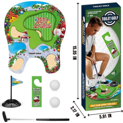 Ensemble de toilettes/golf sur le thème des dinosaures, un best-seller, cadeau de Noël, article de sport et de loisirs, toilettes de golf – Édition spéciale Noël – Dimensions de la boîte : 15,5 x 5,5
