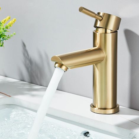 Zamery – Mitigeur de lavabo en acier inoxydable 304 – Finition brossée – Levier unique pour eau froide – Économie d'eau 30% – Installation facile (1/5)