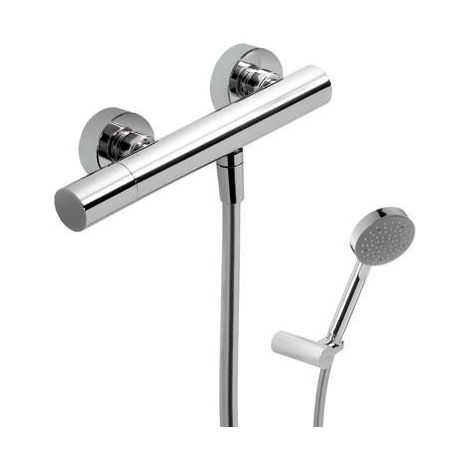 Mitigeur douche Douchette à main anticalcaire avec support orientable et flexible satin - TRES 06116701 (1/2)