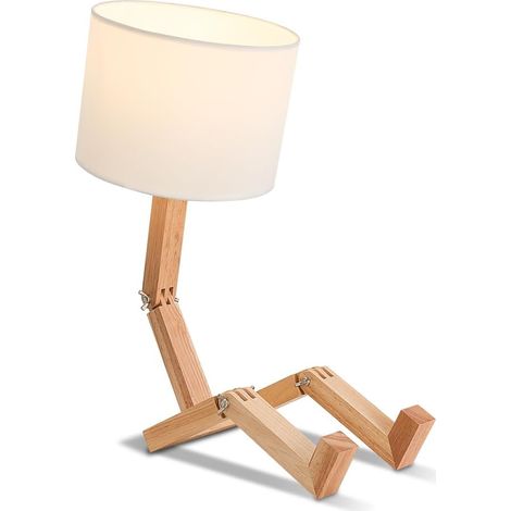 Lampe de chevron en bois, design de robot, lampe E27 salon de table, abat jour de chevron moderne, adapté à l'éclairage décoratif dans les salons, chambres à lit (1/5)