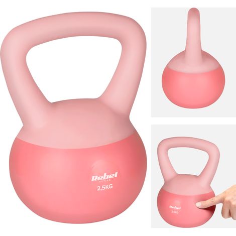 Weiche Kettlebell 2,5 kg, Rebel, aus weichem PVC, sicher und geräuschlos, Fitnesshantel (1/5)