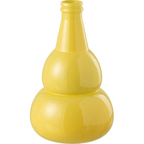 Vase cocoon en verre jaune design élégant pour décoration raffinée - Jaune lumineux (1/3)