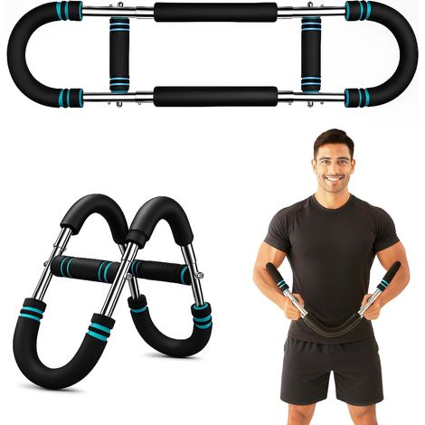 Twister Arm Exerciser Chest Exerciser for Men Shaker Trainer Adjustable U-Shape Arm Machine for Strength Training Master Chest Muscles Mechanical Body Strength Fitness Equipment for Home Gym (Blue) (1/4)