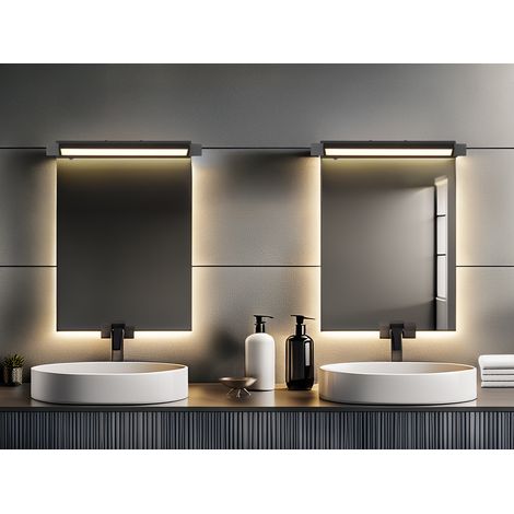 2er SET dimmbare LED Bad Spiegelleuchten schwenkbar, Schwarz Breite 50cm (1/5)