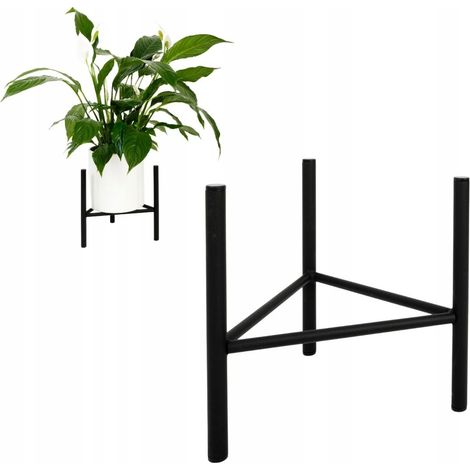 Soporte para macetas de metal, color negro Dijon, tamaño L. Maceta máxima: 30,5 cm. (1/5)