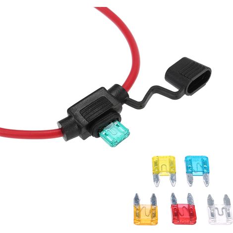 Porte-traits, Porte-Fusibles à Lame, Mini Porte-Fusibles à Lame, étanche, 6 Fusibles pour L'Automobile Automobile en Ligne 12V 30A avec Fil de 300 Mm 20wg (1/5)