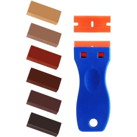 Kit de Réparation de Cire dure pour Bois/Carrelage/Parquet/Laminé/Vinyle/Linoleum, Kit de Réparation de Cire pour Meubles, Mastic de Cire pour les Rayures et les Trous tous les Meubles en Bois, Sol (1/4)