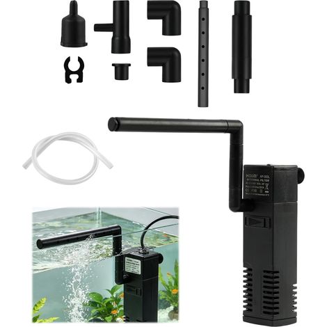 Filtre Interne pour Aquarium Pompe de Filtration Silencieuse avec Système d'Oxydation Débit Réglable 3W (1/5)
