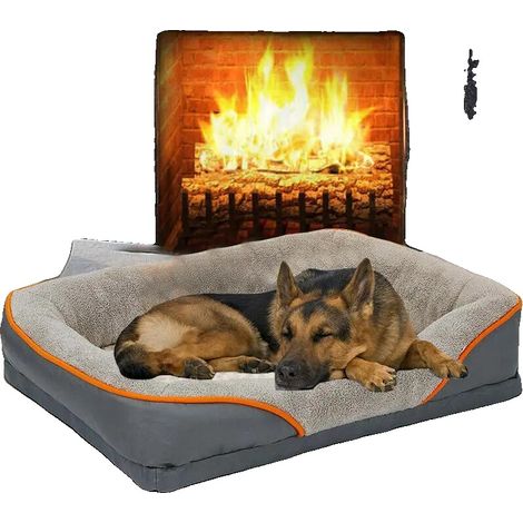 Lit pour chien, Design étanche, Mousse haute densité, Jaune clair-b, M35.4x26.8x8.3inch (1/2)