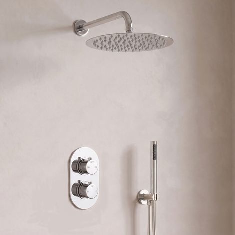 Signature Reflex Thermostatic Dual Concealed Mixer Shower with Shower Kit + Fixed Shower Head - Chrome (1/5)