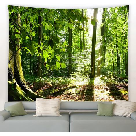 Arazzo 200 x 150 cm, foresta decorativa, paesaggio naturale per