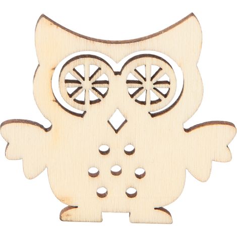 10 pièces de hibou en bois de couleur naturelle, fait main pour la décoration intérieure (2) (1/5)