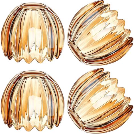 4 Tulip Lampshades Camel Glass Light Covers for Small Flowers 129 x 108 mm Mini Replacement Lampshade for Hanging Chandeliers Wall Sconces Fans (1/5)