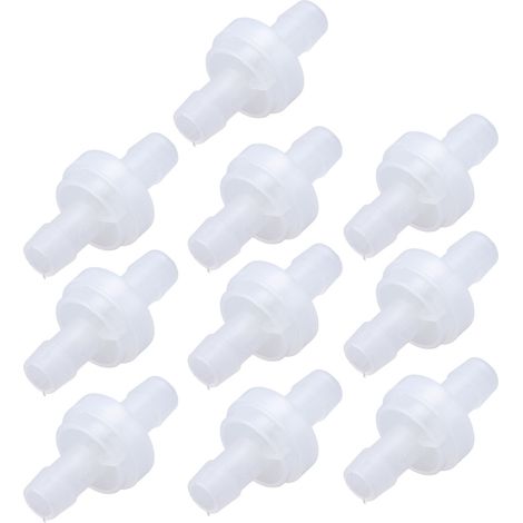 Lot de 10 clapets anti-retour à embout cannelé, membrane en plastique PP résistant à l'ozone, vanne d'arrêt d'eau unidirectionnelle 7,9 mm translucide (1/5)