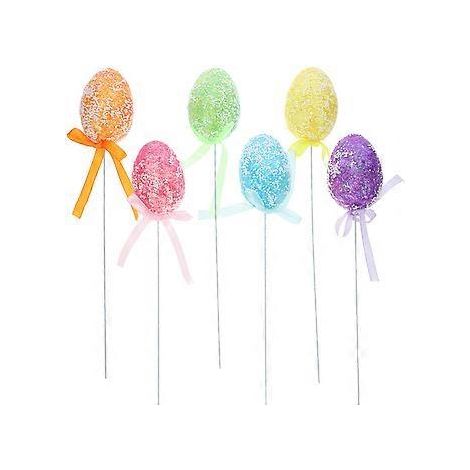 6 branches artificielles en forme d'œuf de Pâques pour vase (Image 2)