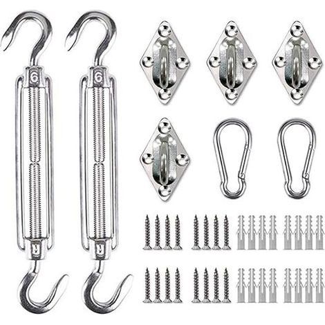 Kit de matériel pour voiles d'ombrage - Kit d'installation de Pare-Soleil en Acier Inoxydable 316 - pour Installer des voiles d'ombrage rectangulaires pour terrasse, Jardin, 6mm (1/5)