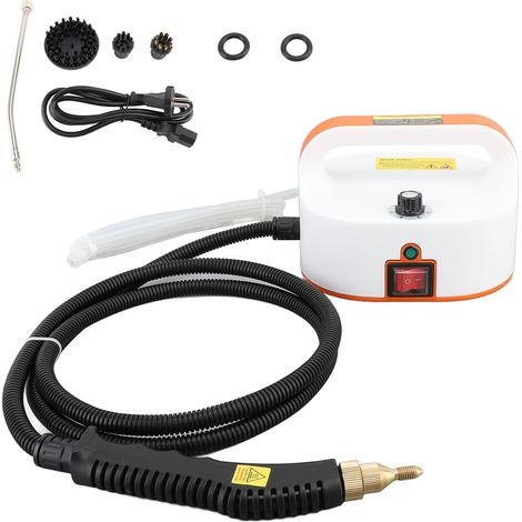 Nettoyeur vapeur haute température sous pression, portable, avec têtes de brosse pour voiture, cuisine et salle de bain. Couleur orange et rouge. Prise UE 220 V. (1/5)