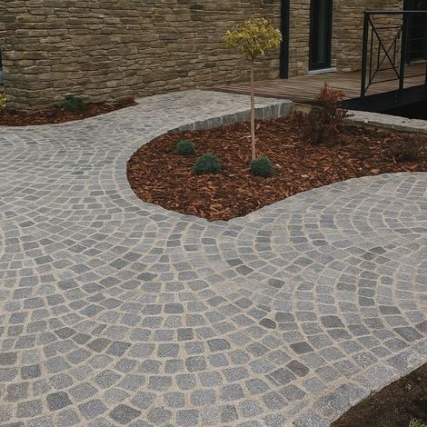 Pavé en pierre naturelle Granit Gris - 10x10x5 cm - Couche 1m² (1/5)