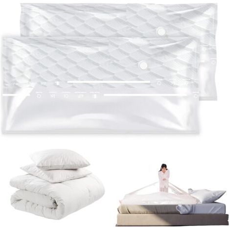 Lot de 2 sacs sous vide pour matelas : 220 x 100 cm, sacs sous vide, réutilisables, imperméables, pour couettes, vêtements, matelas, coussins, grands tissus (1/5)