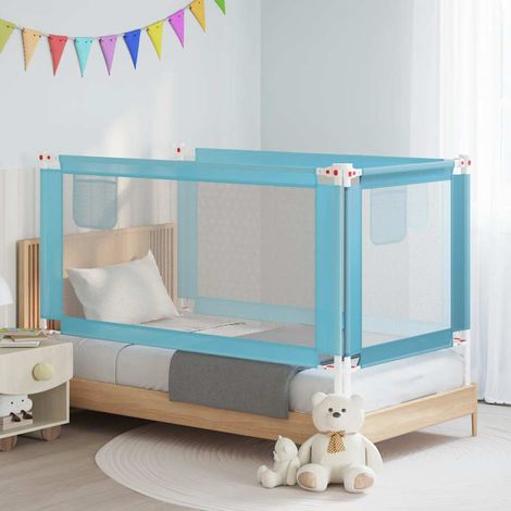 Barrière de lit pour enfant, bleue, 160 x 25 cm, en tissu