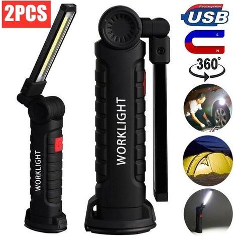 Baladeuse de chantier COB Torche Rechargeable Lampe de Travail d'Inspection Flexible - 2PC (1/5)