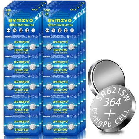 Batteries bouton, AG1 LR621 pile pour montre 1,5V, 80 pièces, 364/164/LR60/SR60 alcaline, emballage sécurisé pour enfants, sans mercure[5 ans de garantie] (1/5)