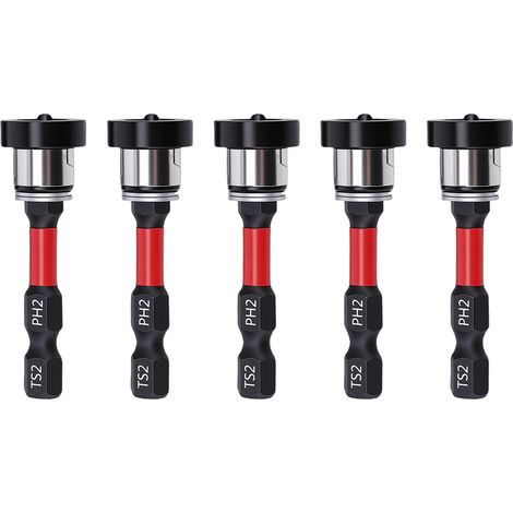 5 pièces embouts de réglage de vis pour cloisons sèches magnétiques embout de position PH2 à profondeur réglable avec collier en aluminium amovible tige hexagonale en acier S2 pour plaque de plâtre no (1/5)
