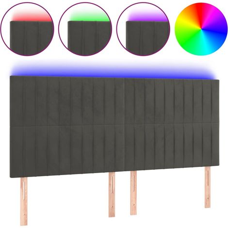 Tête de lit,Panneau décoratif à LED Gris foncé 180x5x118/128 cm Velours CFW5204397 (1/5)