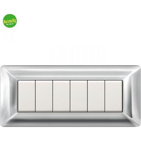 Placca da 6 moduli Easy Elettrocanali in plastica cromo