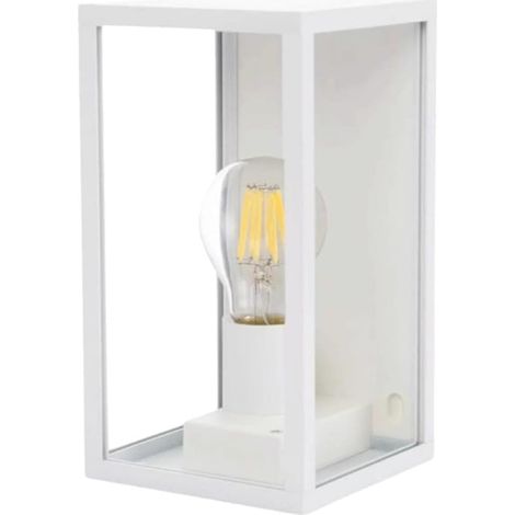 Applique lanterna Bianca da Parete IP44 E27, Lampada Esterna in Alluminio, Illuminazione per Ingresso, Vialetti, Patii
