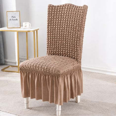 Housse de chaise extensible gris égyptien uni - housse de chaise à jupe en tissu gaufré seersucker taille unique 22 × 18 × 9 cm 250 g – Livraison gratuite