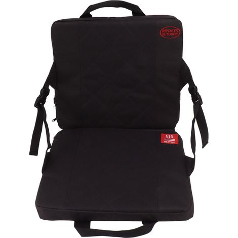 Coussin de siège chauffant épais pour le jardin, le camping, la pêche, la chasse, coussin de siège chauffant électrique portable avec température réglable, noir. (1/5)
