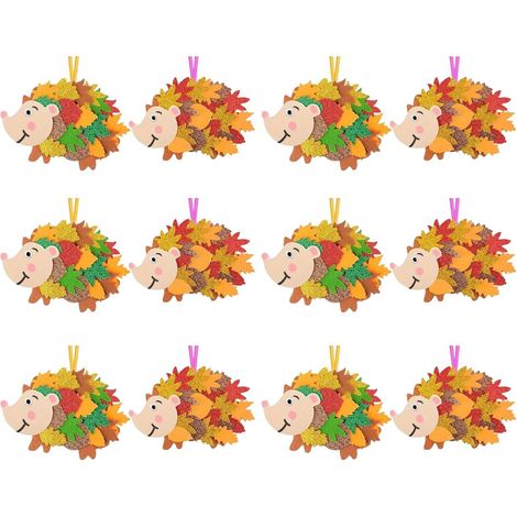 Hérissons en feutre - Décoration à suspendre pour fêtes d'automne et pendentif animal de famille avec détails cousus à la main - Décoration saisonnière - Festival d'automne (1/4)