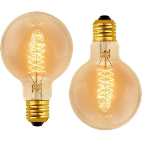 Aougo – Ampoule filament décorative E27 dimmable 40W – Lumière chaude 2700K – Ø80mm – 400 lumens – Durée de vie 3000h – Lot de 2 (1/5)