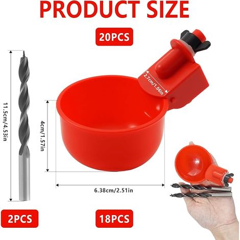 Automatic Chicken Drinkers Water Dispenser for Poultry and Chicks DIY Chicken Drinker Kit with Drill and Reusable Suitable for Turkey Ducks and Geese (1/4)