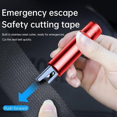 Marteau Sécurité Vitres - Pointe Acier Tungstène - Coupe-Ceinture Intégré - Pour Voiture - 2 Pièces (1/5)