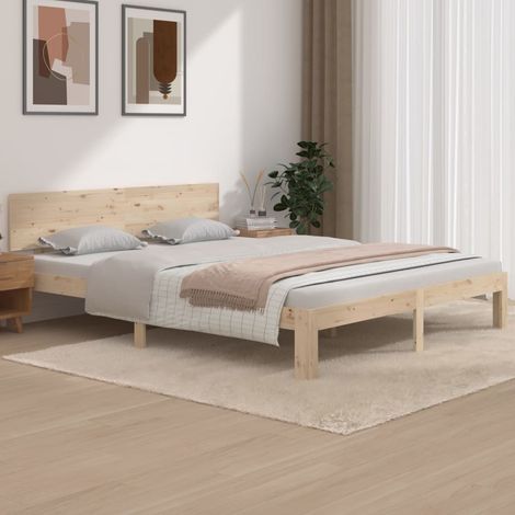 Bed Frame without Mattress Solid Wood Pine 160x200cm vidaXL