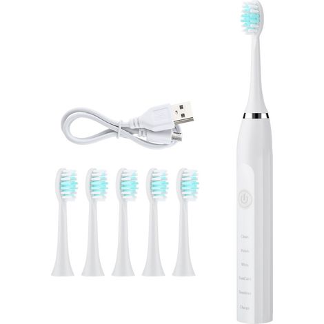 Brosse à dents électrique pour adultes avec 6 têtes de brosse Dupont pour un nettoyage optimal-AquaForge