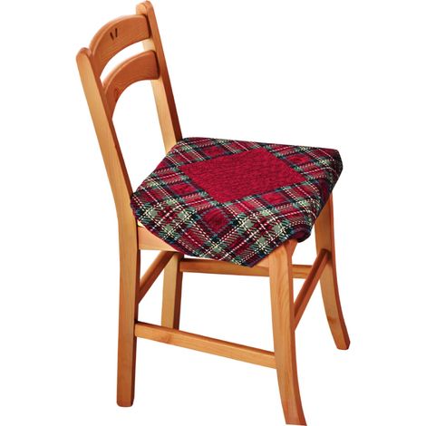 Set Cuscini Coprisedia Imbottiti Cinigliati Sfoderabili Modello Tartan Bordeaux (1/4)