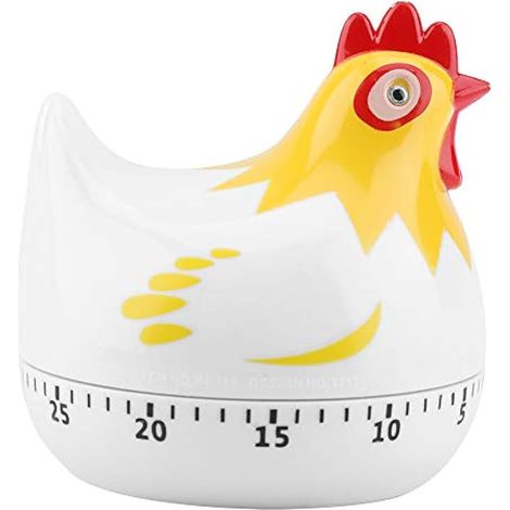Minuteur mécanique, compte à rebours de 55 minutes, en forme de poule, idéal pour la pâtisserie, la cuisson des œufs et l'apprentissage. Blanc. (1/5)