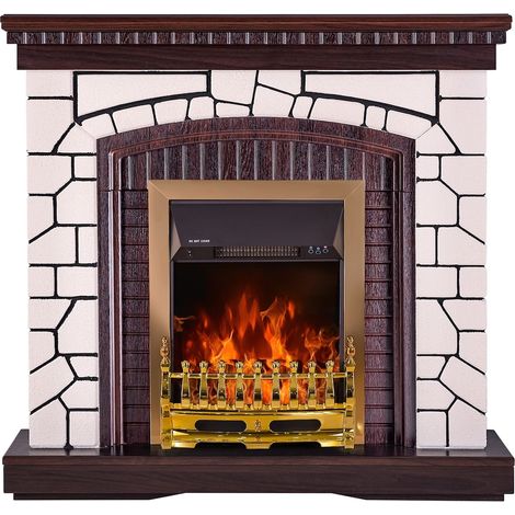 ART FLAME Cheminée électrique - Natali & Galileo Gold - 2000W - Télécommande - Design classique