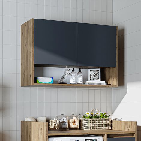 Roomart Waschmaschinen-Überbauschrank 100 cm, Anthrazit-Eiche (1/5)