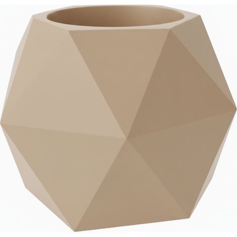 Hängender Blumentopf mit beigefarbener, geometrischer Pflanzenabdeckung (1/3)