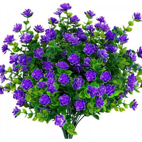 Fleurs artificielles d'extérieur résistantes aux UV Plantes buis, arbustes, verdure en plastique synthétique pour intérieur et extérieur à suspendre pour maison, bureau, mariage, ferme, décoration vio (1/5)
