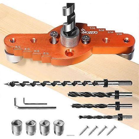 Kit de gabarit de perçage pour support d'étagère flottante (avec foret de 12,7 mm x 300 mm), gabarit de perçage auto-centreur (avec forets de 6,35 mm, 7,94 mm et 9,52 mm), guide de perçage pour étagèr (1/5)